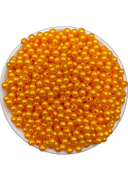 50GR 6mm Turuncu Renk Plastik Inci Boncuk,takı Yapım, Hobi Boncuğu (50GR, ~500ADET)