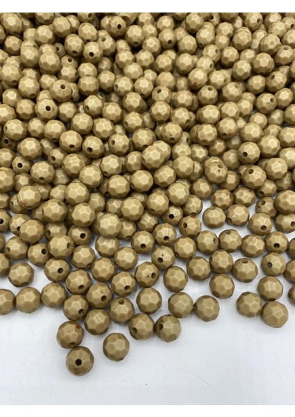 100GR Opak Petek Model Vizon / Açık Kahve Renk 10MM Akrilik Boncuk ,çanta Yapım Boncuğu (~200 Adet)