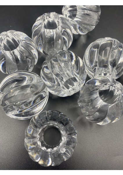 2 Adet 46MM Büyük Çizgili Kavuk Model Akrilik Boncuk Avize Taşı, Abajur,şamdan Boncuğu