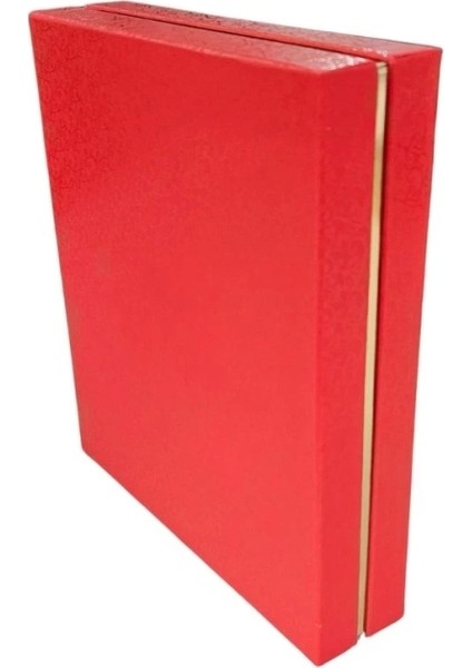 Büyük Set Kutusu Karton Desenli Kırmızı (18X21 Cm) (Içi Süngerli)