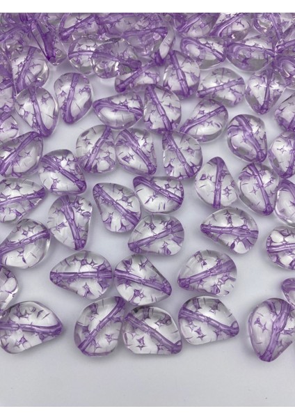 100GR Yıldızlı Çakıl Model Içi Mor/lila Çizgili Şeffaf Akrilik Boncuk Çanta Yapım Boncuğu (~25ADET) fiyatları