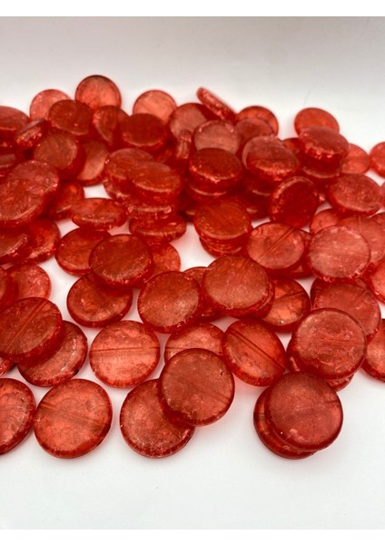 28MM Kırmızı Yassı Model Çatlak Buzlu Akrilik Boncuk,takı,çanta Boncuğu (100GR,~20 Adet) fiyatları
