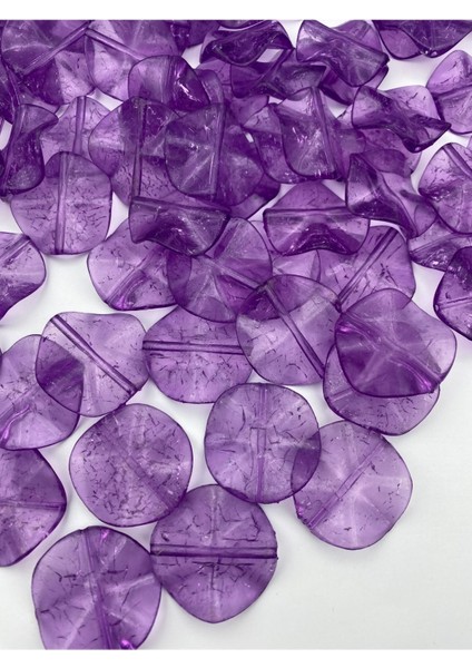 100GR Mor Renk 36MM Kıvrık Yassı Model Çatlak Buzlu Akrilik Boncuk, Çanta Boncuğu (~ 24 Adet) modelleri