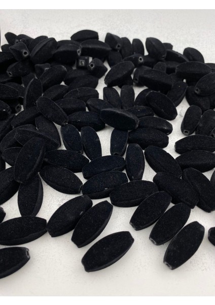 Siyah Renk Köşeli Kütük Model Kadife Boncuk Takı, Çanta Yapım Boncuğu ( 100GR,~26 Adet)
