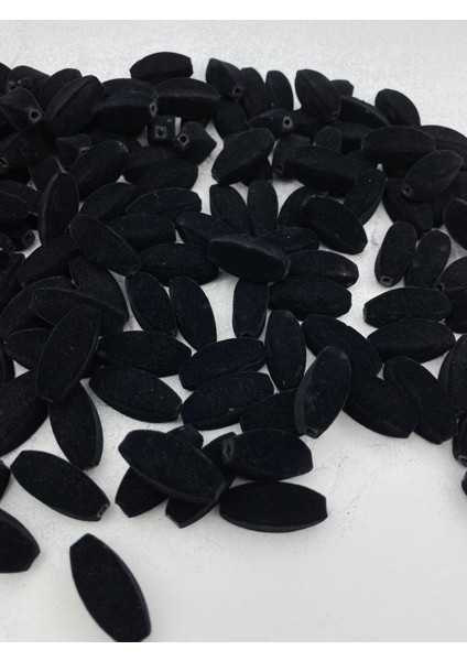Siyah Renk Köşeli Kütük Model Kadife Boncuk Takı, Çanta Yapım Boncuğu ( 100GR,~26 Adet) fiyatları