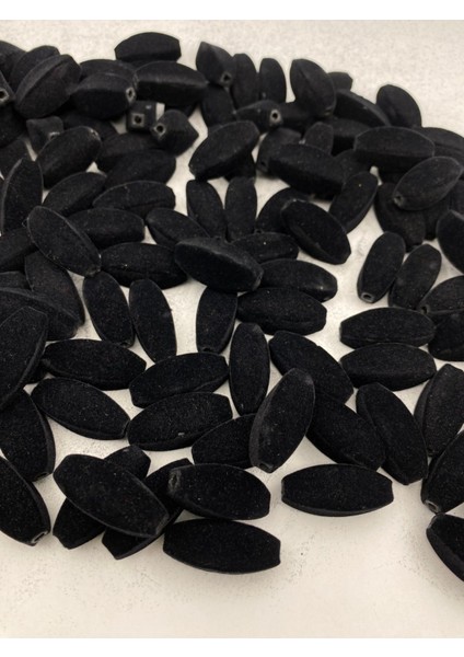 Siyah Renk Köşeli Kütük Model Kadife Boncuk Takı, Çanta Yapım Boncuğu ( 100GR,~26 Adet) modelleri