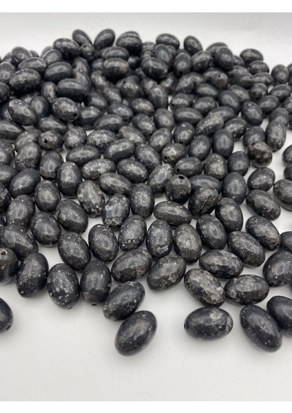 14X20MM Füme Mermer, Granit Görünümlü Badem Model Takı ve Çanta Yapım Boncuğu (100GR,~50 Adet)