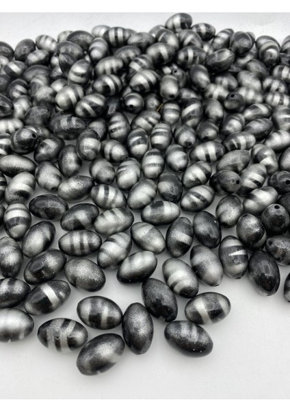 14X20MM Siyah Gri Kaplan Gözü, Zebra Badem Model Takı ve Çanta Yapım Boncuğu (100GR,~50 Adet) fiyatları