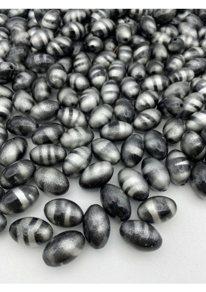 14X20MM Siyah Gri Kaplan Gözü, Zebra Badem Model Takı ve Çanta Yapım Boncuğu (100GR,~50 Adet) modelleri