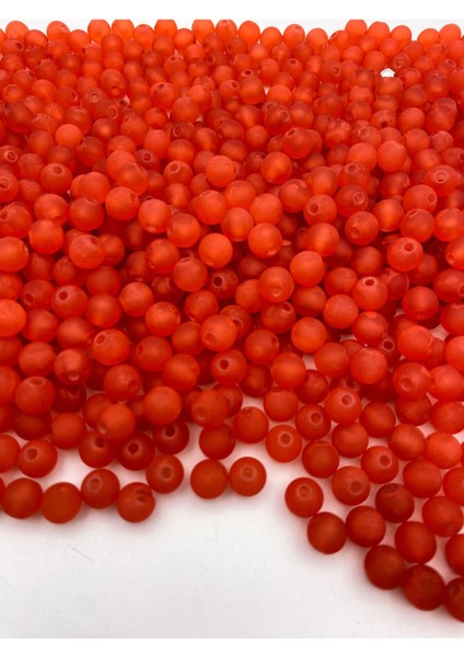 100GR 10MM Mat Buzlu Yapılı Akrilik Kırmızı Renk Yuvarlak Boncuk,takı,çanta Boncuğu (~210 Adet) fırsatları