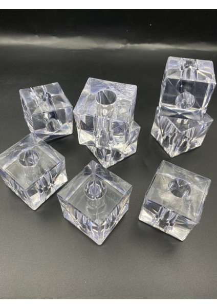 2 Adet Orta Boy Küp,kübik Model 4cm Küp Şeffaf Akrilik Boncuk Avize Taşı, Abajur, Aksesuar Boncuğu
