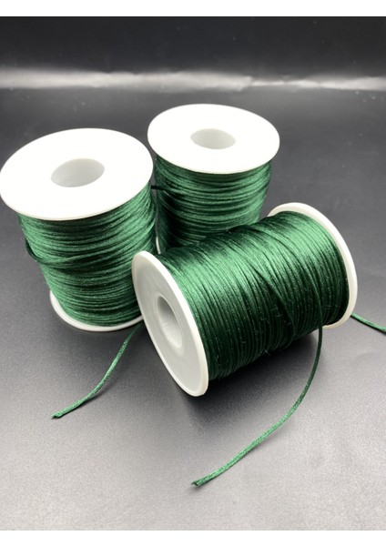 Floş Ip, 100 Metre (Bobin) Zümrüt Yeşili Floş Ip, 1mm Floş Ip / Sıçan Kuyruğu Takı Bileklik Ipi