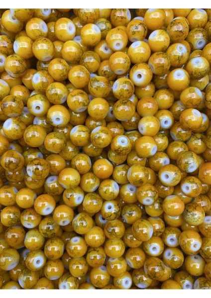 50GR 8mm Desenli Sarı Renk Damarlı Cam Inci Boncuk,takı Yapımı,hobi Boncuğu (~70 Adet) fiyatları