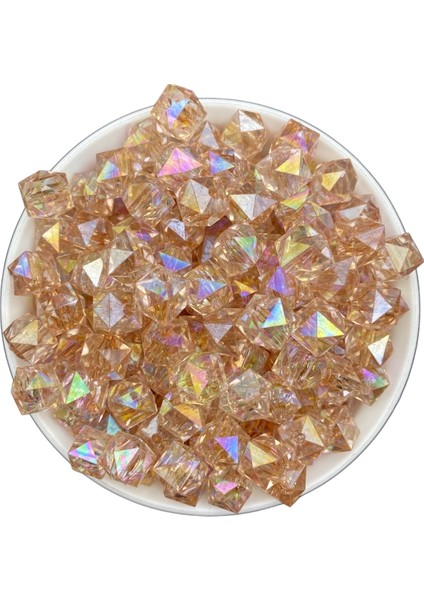 100GR 14MM Janjanlı Vizon Renk Küp, Kübik Model Akrilik Boncuk,takı ,çanta Boncuğu (100GR,~80ADET) fiyatları