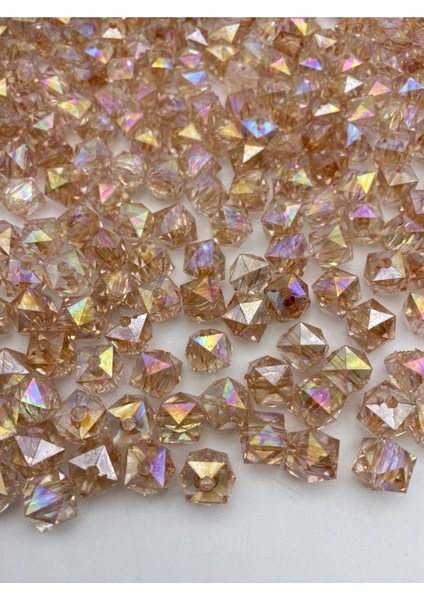 100GR 14MM Janjanlı Vizon Renk Küp, Kübik Model Akrilik Boncuk,takı ,çanta Boncuğu (100GR,~80ADET) fırsatları