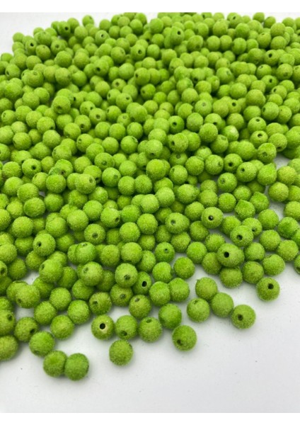 8mm Açık Yeşil Renk Kadife Boncuk Takı, Çanta Yapım Boncuğu ( 100GR,~350 Adet) fiyatları