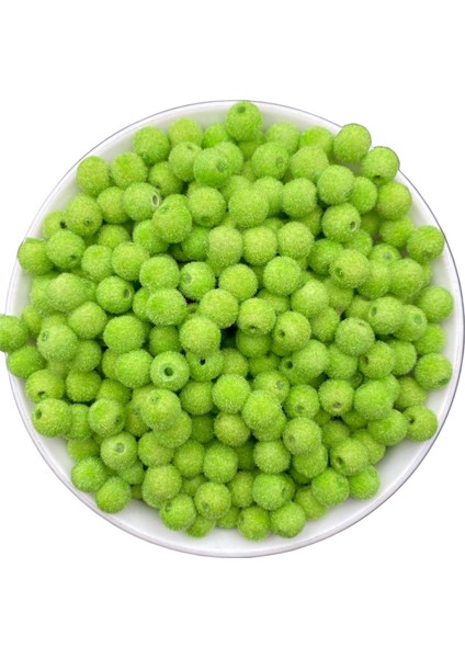 8mm Açık Yeşil Renk Kadife Boncuk Takı, Çanta Yapım Boncuğu ( 100GR,~350 Adet) modelleri