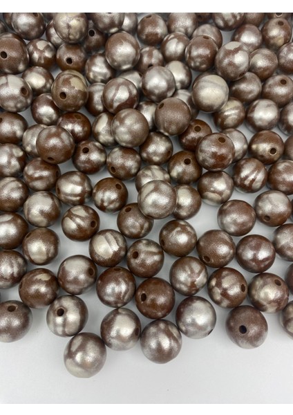 16MM Üzeri Gümüş Boyalı Kahverengi Takı ve Çanta Yapım Boncuğu (100GR,~43ADET) fiyatları