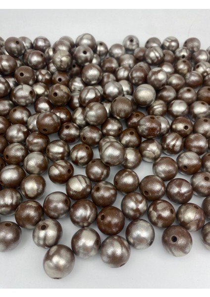 16MM Üzeri Gümüş Boyalı Kahverengi Takı ve Çanta Yapım Boncuğu (100GR,~43ADET) modelleri