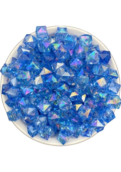 100GR 14MM Janjanlı Koyu Mavi Küp, Kübik Model Akrilik Boncuk,takı ,çanta Boncuğu (100GR,~80ADET) modelleri