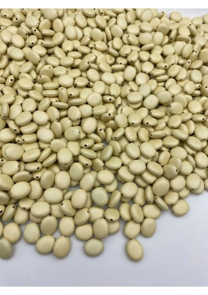Krem Mat Metalik Yassı Fasulye Model Plastik Boncuk,takı Yapım, Çanta Boncuğu ( 100GR,~230 Adet) fiyatları