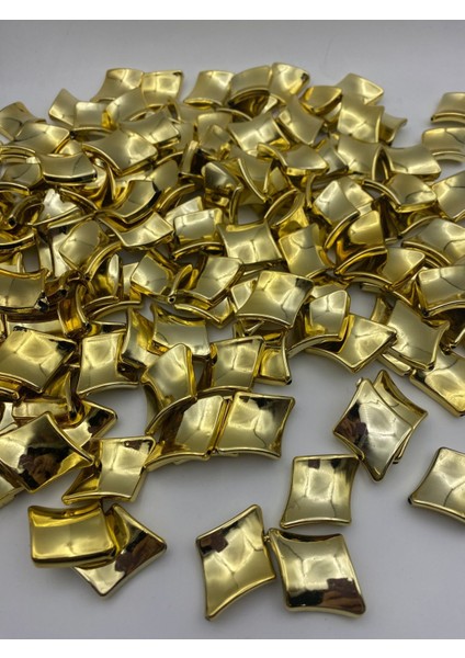 100GR Gold Altınsarısı Renk Metalize Küçük Baklava Model Boncuk Çanta Yapım Boncuğu (~33 Adet) fiyatları