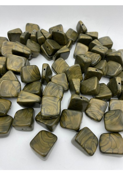 100GR Haki Yeşil Renk Kare Kütük Model Ebruli Karamel Boncuk,çanta Yapım BONCUĞU(~16ADET) fiyatları