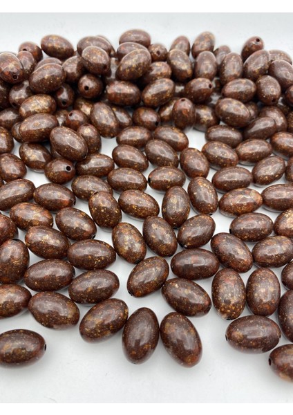 14X20MM Kahverengi Mermer, Granit Görünümlü Badem Model Takı,çanta Yapım Boncuğu (100GR,~50 Adet)