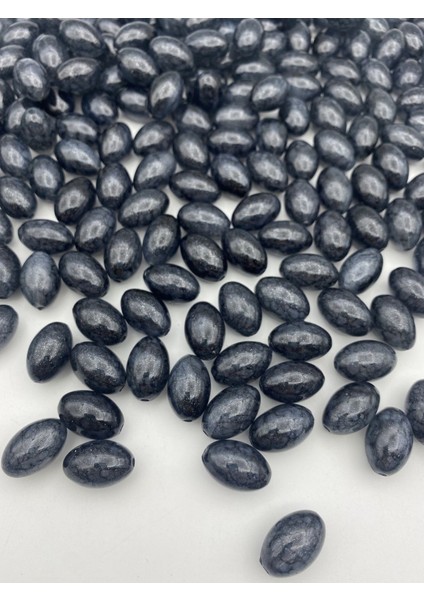 100GR Füme Oval Ebruli Simli Badem Model 20X14MM Akrilik Boncuk, Çanta Boncuğu (100GR, ~42 Adet)