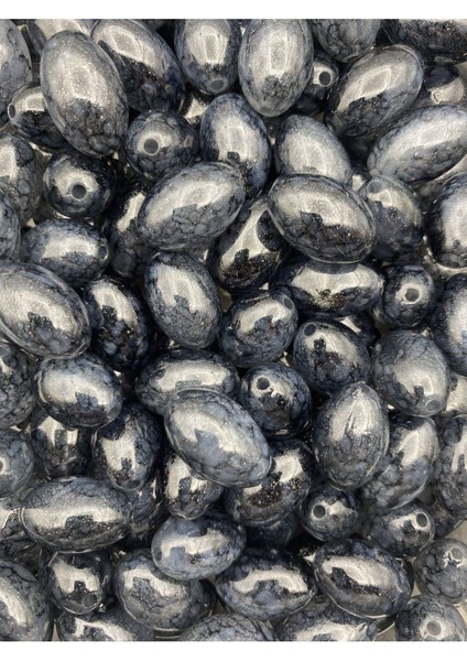 100GR Füme Oval Ebruli Simli Badem Model 20X14MM Akrilik Boncuk, Çanta Boncuğu (100GR, ~42 Adet) modelleri