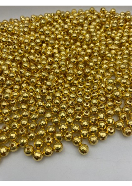 8mm Dünya Model Gold-Altınsarısı Renk Ccb Metalize Plastik Boncuk,,çanta Boncuğu (50GR,~180 Adet)