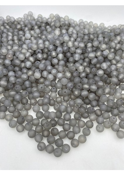 100GR 10MM Mat Buzlu Yapılı Akrilik Füme / Gri Yuvarlak Boncuk,takı,çanta Yapım Boncuğu (~210 Adet)