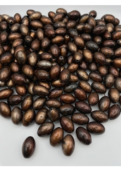 14X20MM Kahverengi Parlak Badem Model Takı ve Çanta Yapım Boncuğu (100GR,~48ADET)