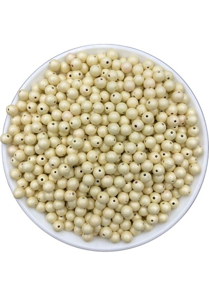 6mm Mat Metalik Krem Renk Boncuk, Çanta,takı Yapım Boncuğu (50GR ~450ADET)