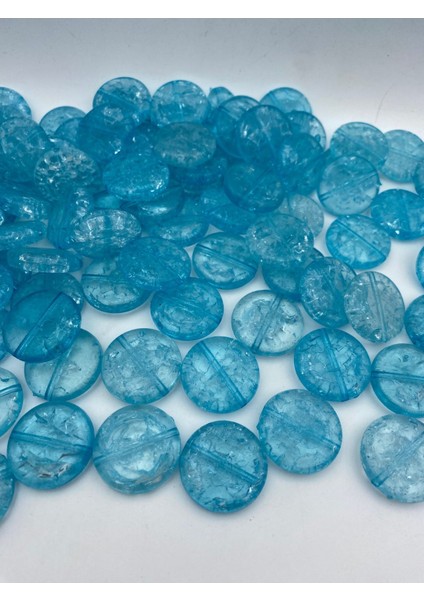 28MM Mavi Renk Yassı Model Çatlak Buzlu Akrilik Boncuk,takı,çanta Boncuğu (100GR,~20 Adet) fiyatları