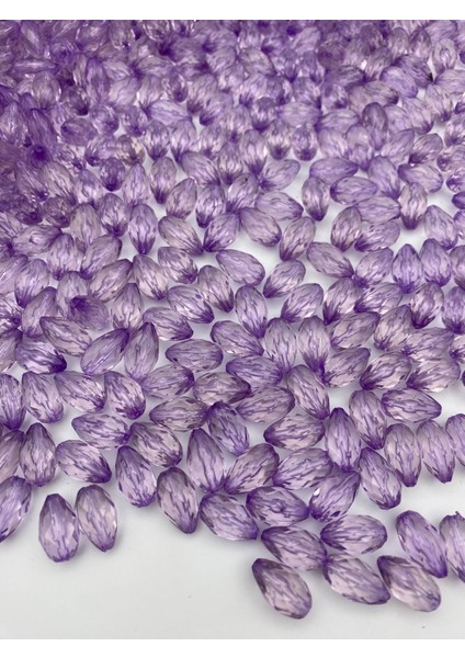 100GR Açık Mor / Lila Renk Içten Delikli Damla Model Akrilik Boncuk,tak, Çanta Boncuğu (~110ADET) fiyatları