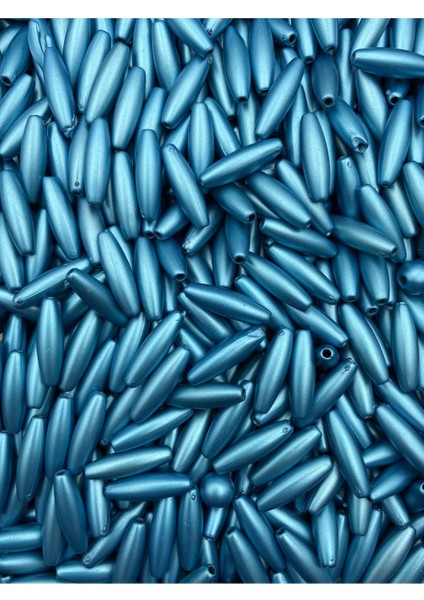 Mavi Renk Mat Metalık Büyük Arpa Çubuk Model Boncuk,takı,çanta Boncuğu (100GR ~ 230 Adet Boncuk) modelleri