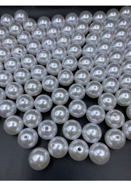 100GR 20MM Beyaz Renk Lüks / Lüx Kaplama Plastik Inci Boncuk Çanta,takı Boncuğu (100GR,~24 Adet)