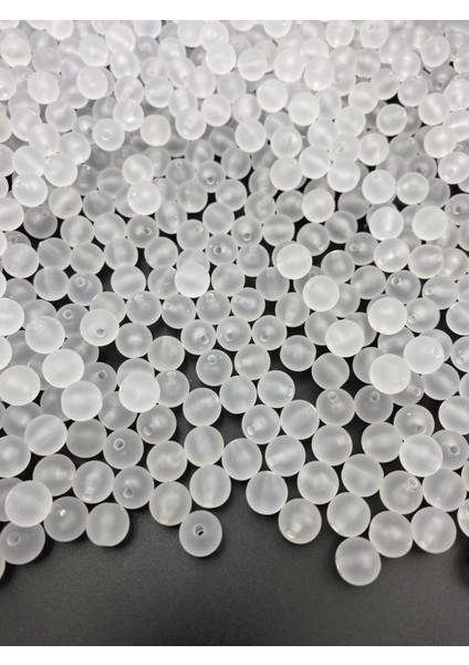 100GR 10MM Mat Buzlu Yapılı Akrilik Şeffaf Yuvarlak Boncuk,takı,çanta Yapım Boncuğu (~210 Adet)