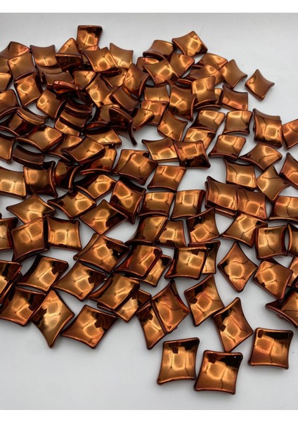 100GR Kahverengi Metalize Küçük Baklava Model Boncuk Çanta Yapım Boncuğu (~33 Adet) fiyatları