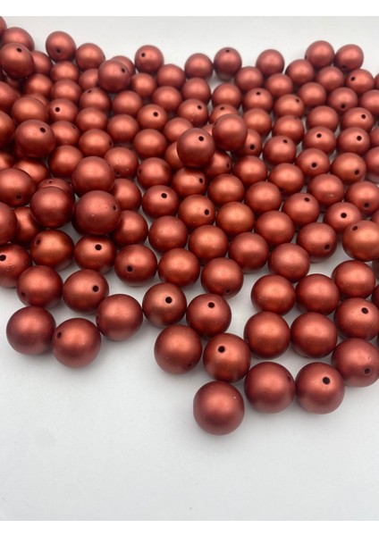 16MM Mat Metalik Kırmızı Renk Boncuk, Çanta Yapım Boncuğu (100GR~44ADET Boncuk)