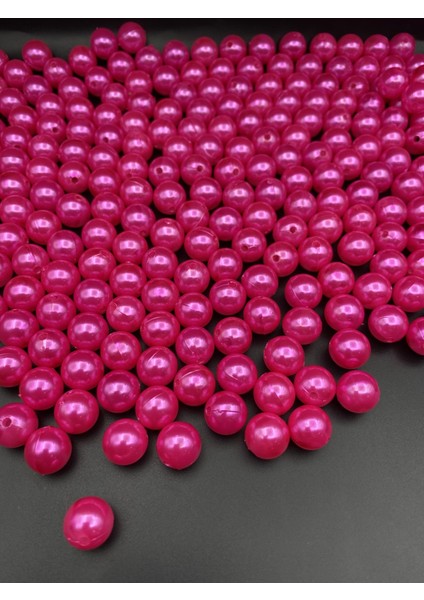 14MM Fuşya / Koyu Pembe Renk Plastik Inci Boncuk, Çanta ve Takı Yapım Boncuğu (100 GR,~65ADET)