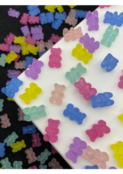 25 Adet Buzlu Mat Akrilik Karışık Renkli Jelibon,ayıcık Boncuk,takı Yapım Boncuğu modelleri