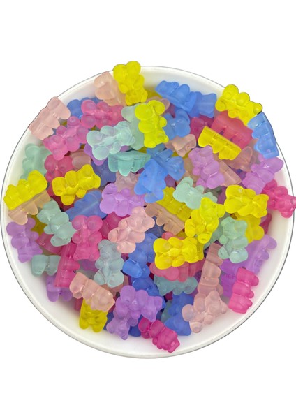 25 Adet Buzlu Mat Akrilik Karışık Renkli Jelibon,ayıcık Boncuk,takı Yapım Boncuğu indirimleri