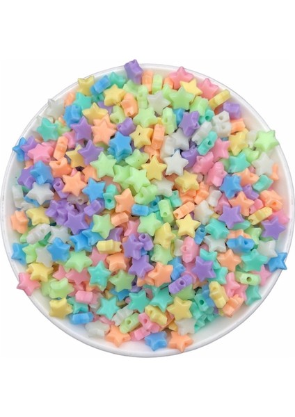 8mm Pastel Renk Karışık Renkli Plastik Yıldız Model ,takı, Hobi Boncuğu (25GR,~150 Adet)