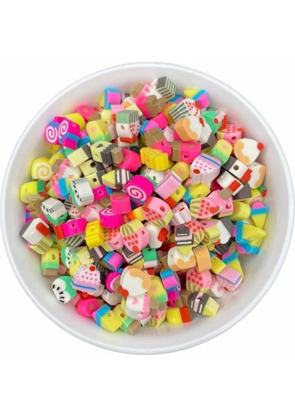 25 Adet Polimer Kil Fimo Cupcake,pasta,dondurma Figür ,takı Yapım Boncuğu