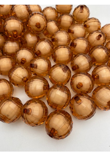 26MM Vizon-Kahverengi Içi Boncuklu Dünya Akrilik Boncuk, Çanta Yapım Boncuğu (100GR ~11 Adet Boncuk)