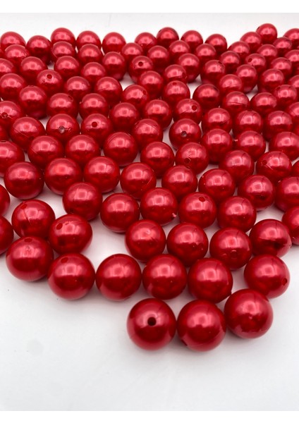 18MM Kırmızı Renk Plastik Inci Boncuk, Çanta ve Takı Yapım Boncuğu (100GR,~33ADET)