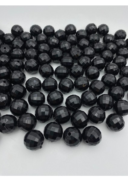 18MM Siyah Renk Dünya Model Akrilik Boncuk,takı, Çanta Yapım Boncuğu ( 100GR,~28 Adet)