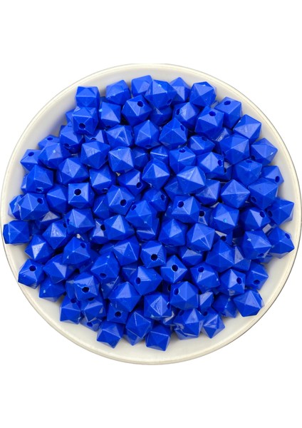 100GR 10MM Opak Saks Mavisi / Koyu Mavi Küp, Kübik Akrilik Boncuk ,çanta Boncuğu (100GR,~200 Adet)